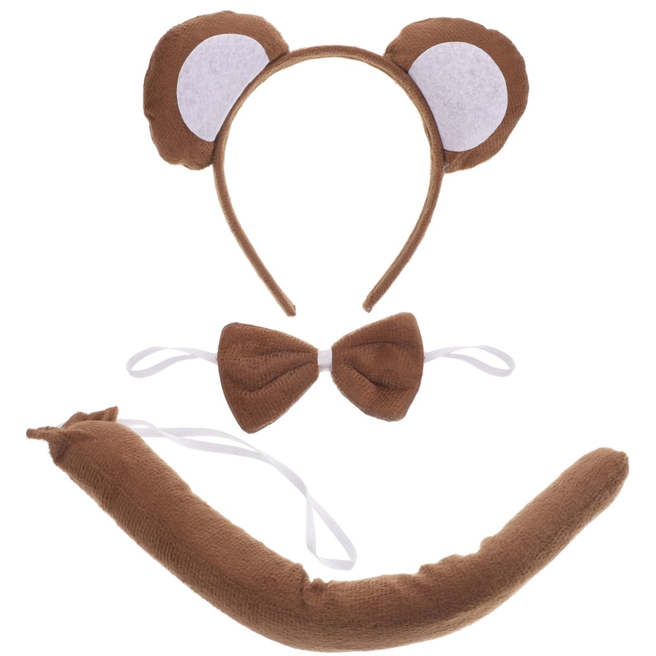 Amosfun 3pcs Monkey Costume Set, Including Monkey Ears Headband, Bowtie, Tail Set, Halloween Animal Costume Accessory for Kids, Halloween Fancy Dress Props