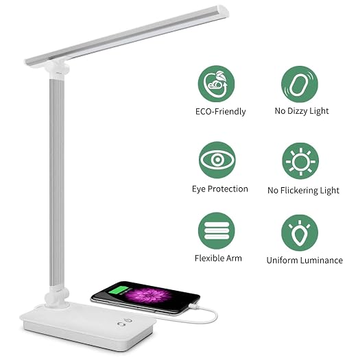 Saponintree Lampada Da Scrivania Led Usb Ricaricabile Lampada Da Tavolo 3 Intensità Luminose Regolabili E 5 Temperature Di Colore Pieghevole Touch