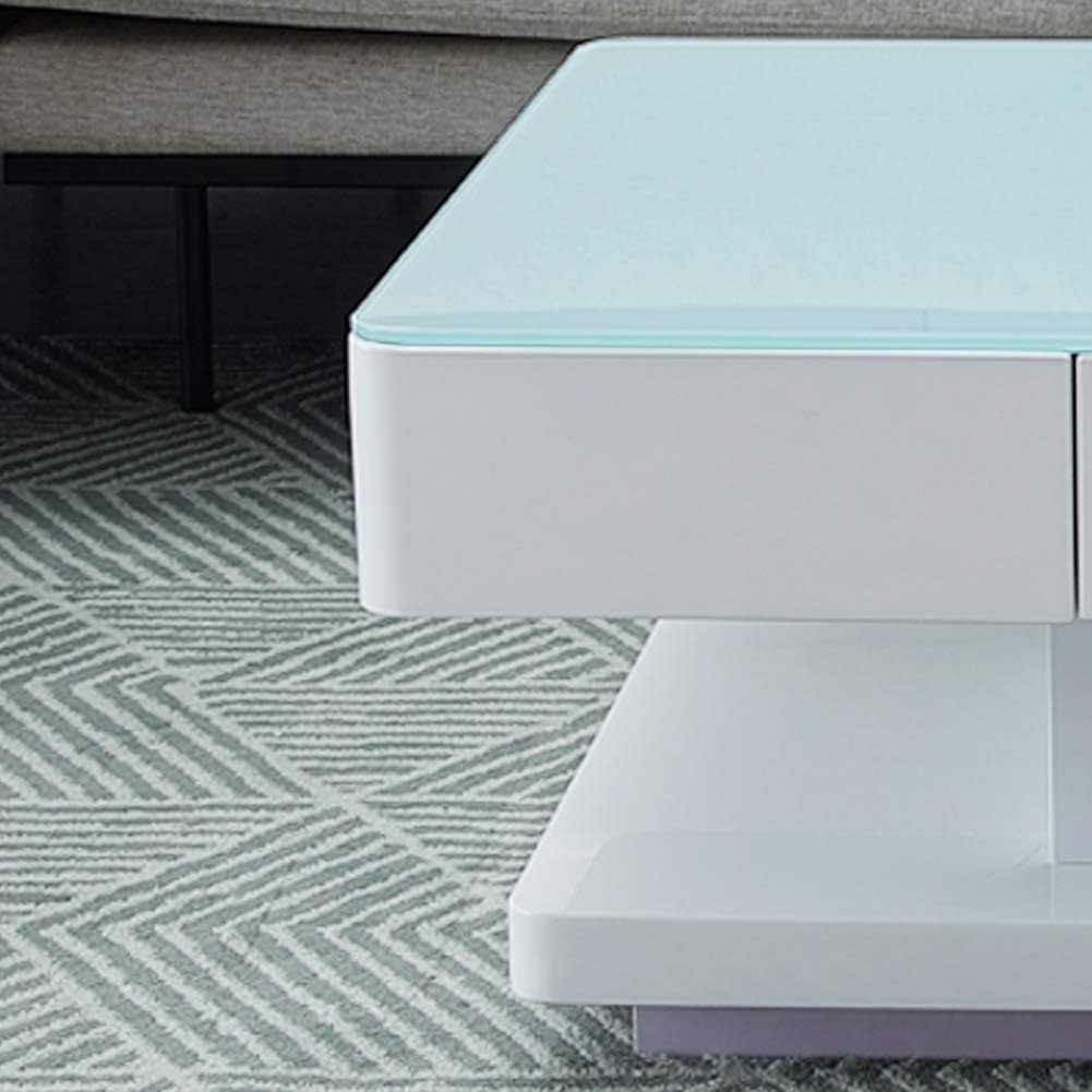 Mobel 100x60x35cm Tukailai Weiss Hochglanz Couchtisch Mit 2 Schubladen Stauraum Glasplatte Fur Wohnzimmermobel Weiss Kuche Haushalt Wohnen Agb Lv