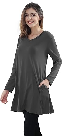 long sleeve v neck t shirt dress