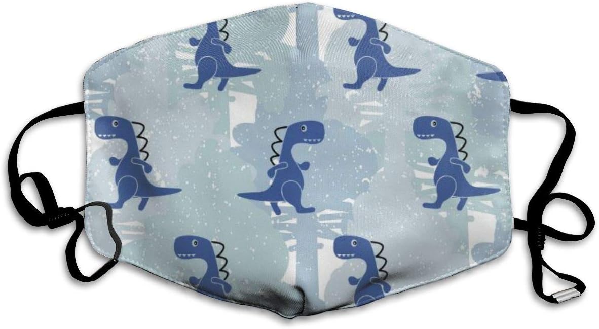 Face Masks Dino Blue Color Boy Seamless PatternMouth Mask Face Masks for Men Women