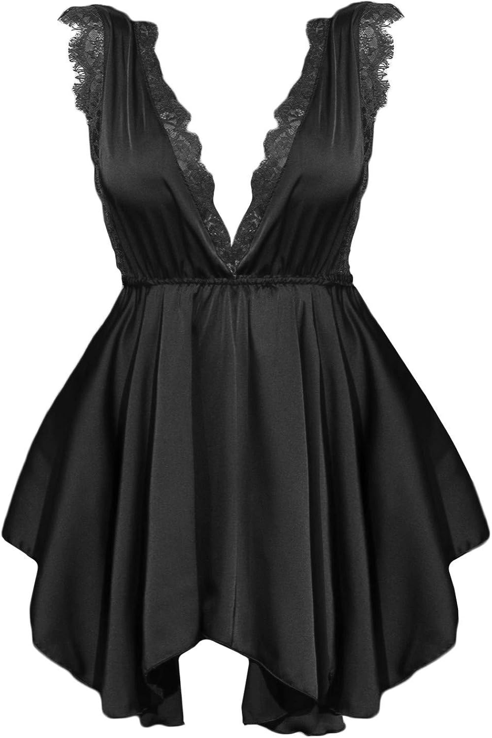 v neck satin lingerie pajamas