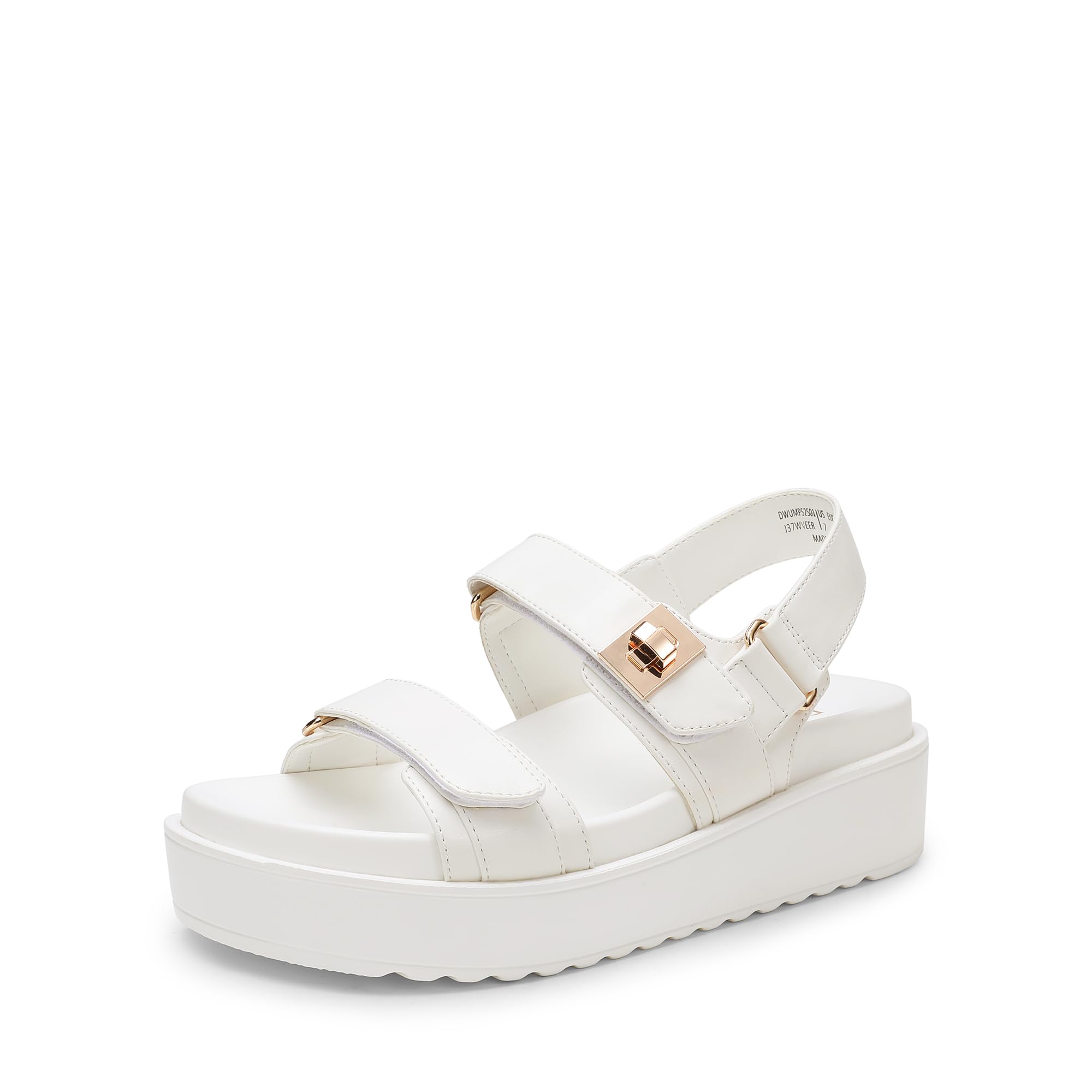 Photo 1 of DREAM PAIRS Women's Low Wedge Sandals Comfortable Arch Support Platform Open toe Casual Dressy Flat Summer Sandals with Adjustable Straps,Size 9,White,DWUMPS2501