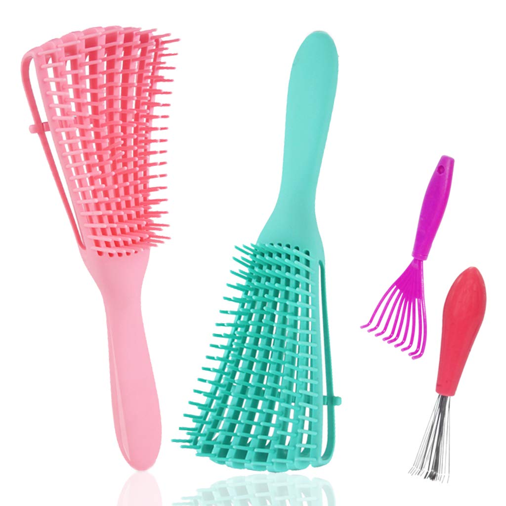 EZ Easy Detangler Brush Hair Set with Hair Brush Cleaner