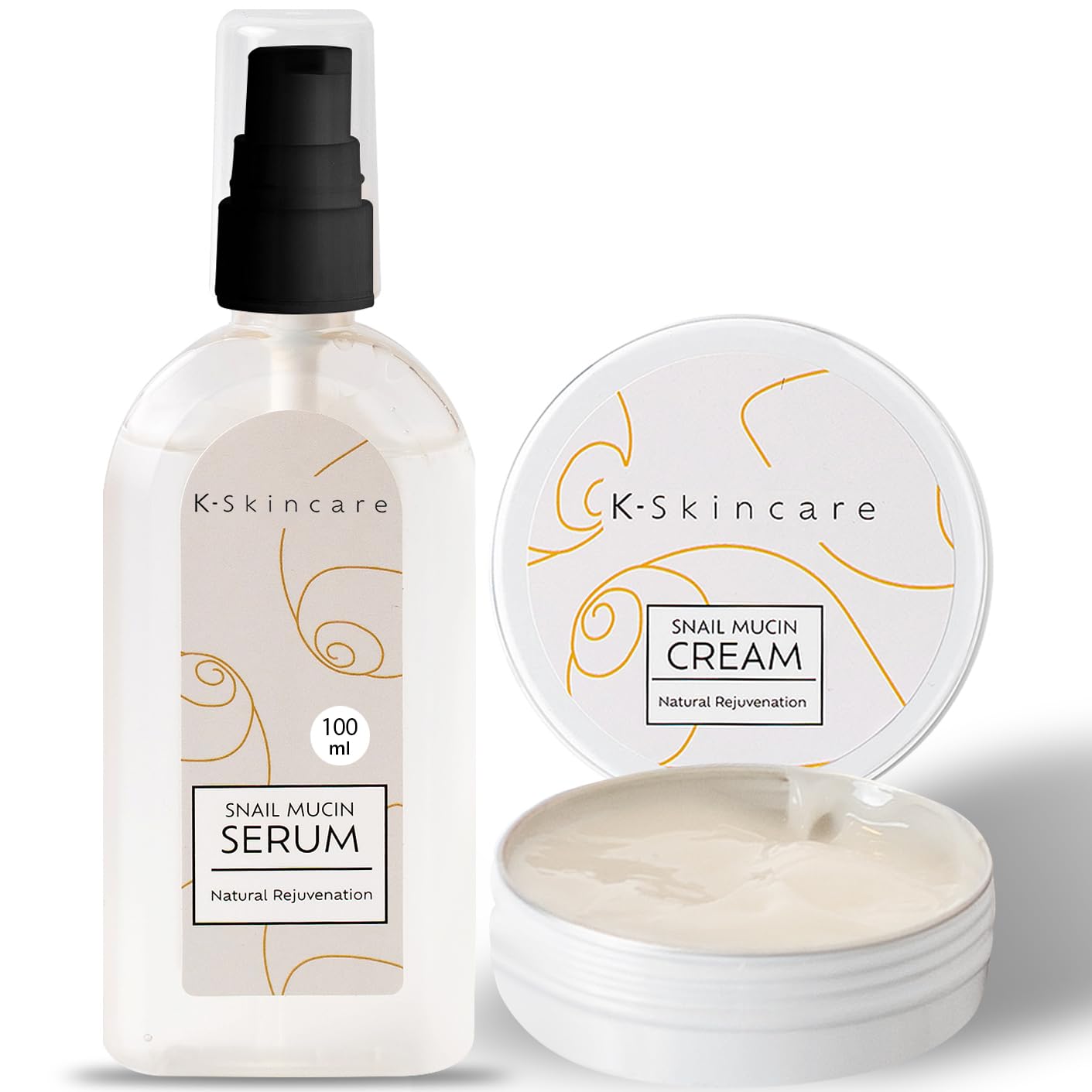 x2 Snail Mucin Cream + Serum & Hyaluronic Acid - All In One Advanced Skin Repair, Deep Hydration, Blemish & Fine Line Removal - Snail Secretion Filtrate - Korean Inspired - UK Based Brand