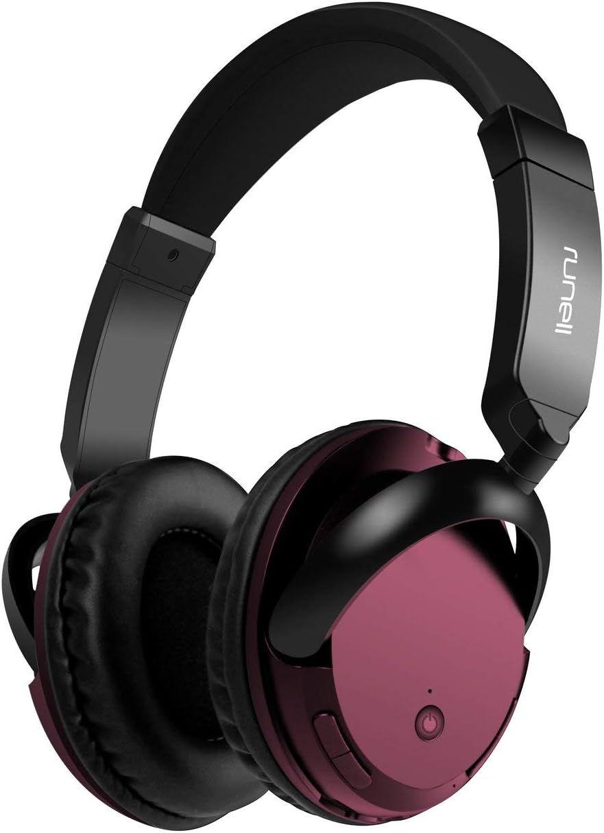 Runell KST-980 Wireless Bluetooth Headphones, Bass Driven, On Ear, High Performance Driver, Hands Free Calling (Red)