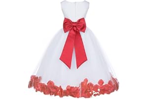 EKIDSBRIDAL Ivory Tulle Rose Floral Petals Toddler Flower Girl Dresses Bridal Gown 302T