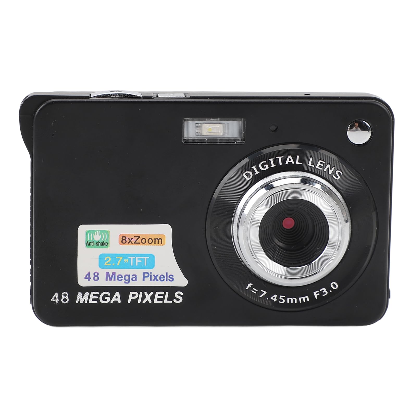 Digital Camera, FHD 48MP 4K Digital Point and Shoot Camera with 2.7in TFT Display, 16X Zoom, Auto Face Beauty, Anti Shake, Autofocus, Fill Light, for Students