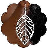 Iaceble Boho Gold Hollow Leaf Earrings Large Leaf Drop Earrings Filigree Leaf Hook Earrings Exaggerated Leaf Dangle Earrings Statement Leaf Earrings Jewelry for Women