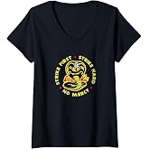 Women's Cobra Kai Strike First Cobra Logo TV Show V-Neck T-Shirt