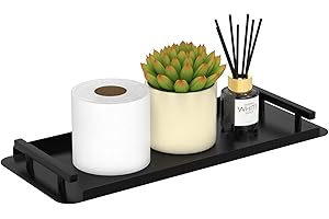 ZGJWJYUU Toilet Paper Basket, Metal Black Toilet Tank Tray with Handles,Counter Storage Organizer for Bathroom, Kitchen Counter,Decorative Tray for Living Room & Cosmetic