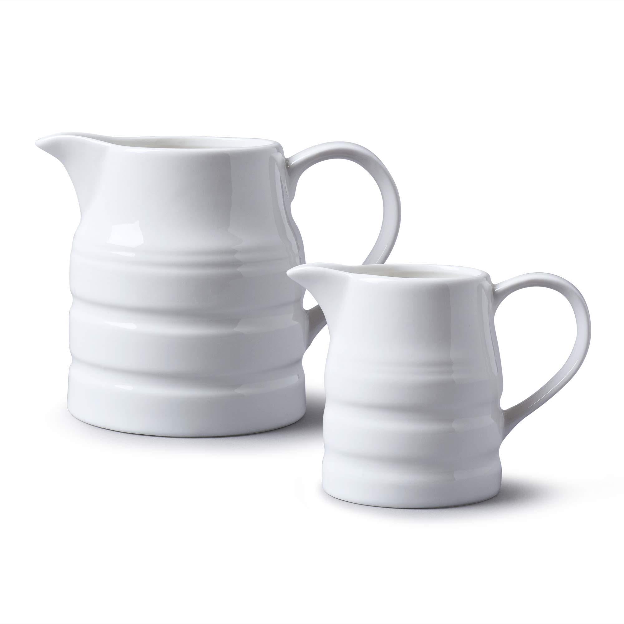 WM Bartleet & Sons 1750 TSET8 Porcelain Traditional Churn Jugs Set of 2 (284 ml, 1 Pint), White