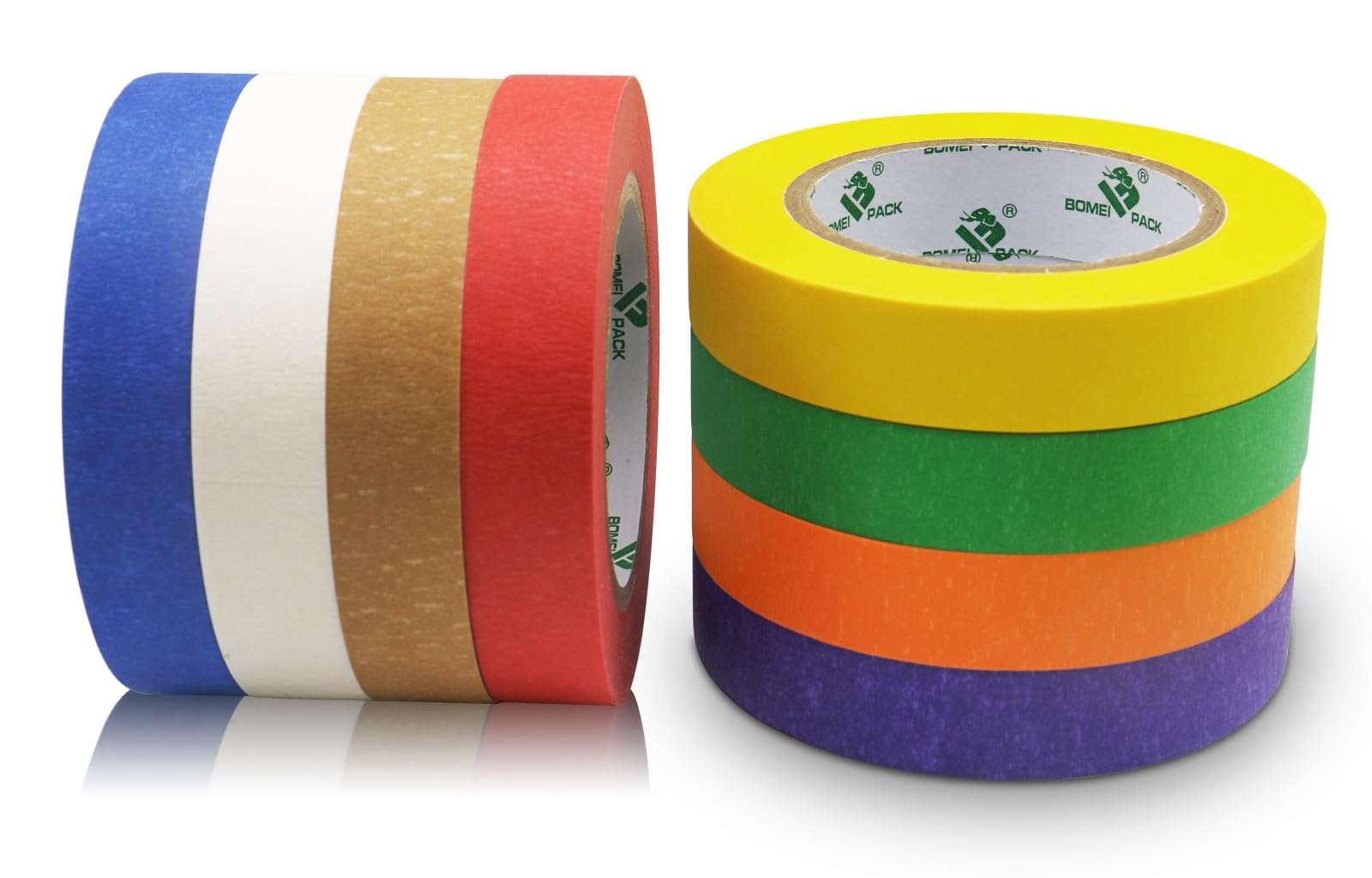 BOMEI PACK 8 Rolls Rainbow Colored Painters Masking Tape 24mm x 25m DIY Crafts Decoration Painting Frame Line Shaping Masking tape,Artist Painting Paper Tape