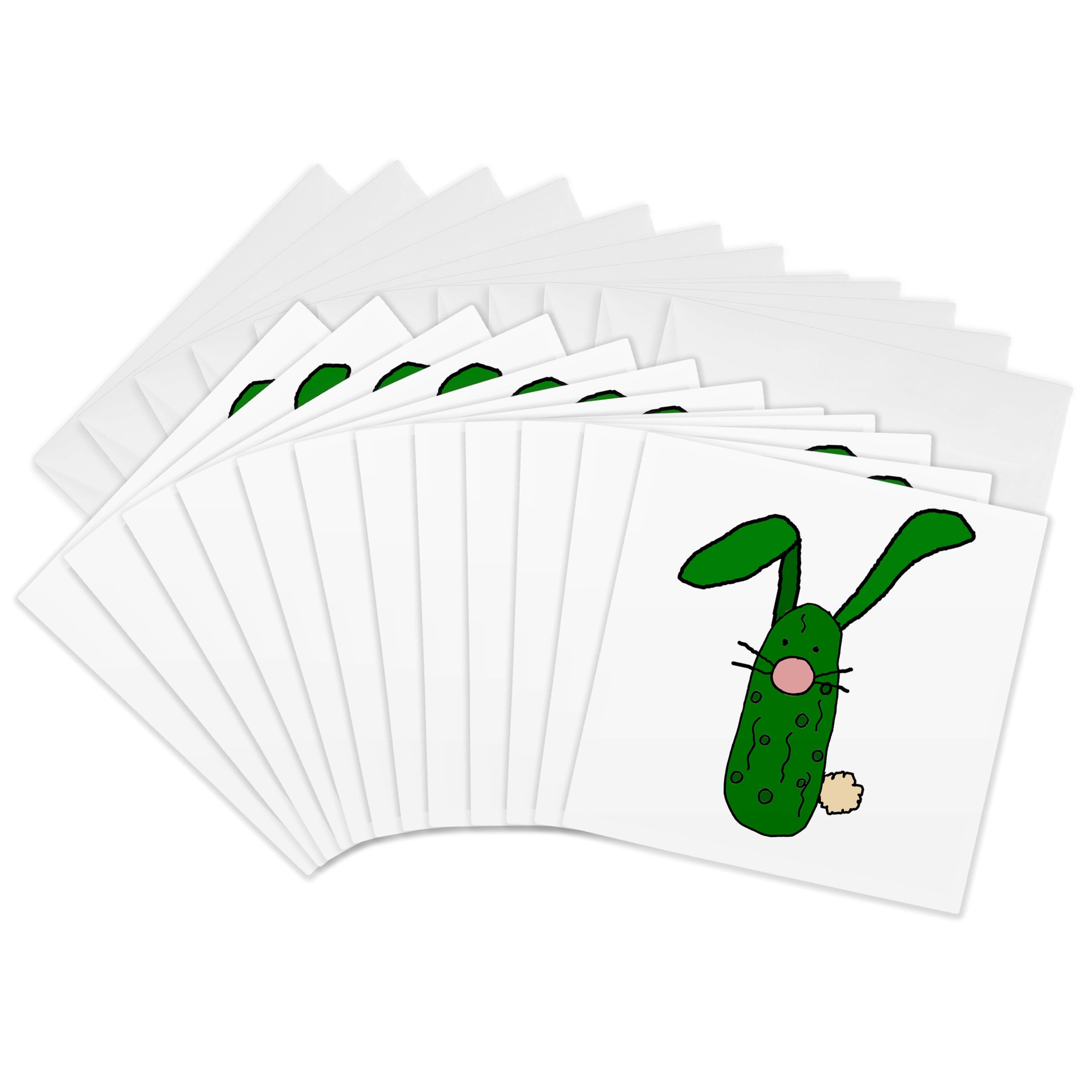 3dRose gc_234656_2 6 x 6-Inch "Funny Pickle Bunny Rabbit Original Art" Greeting Card (Set of 12)