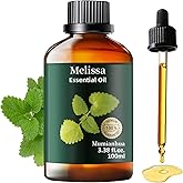 Melissa Essential Oil, Pure Melissa Oil Mumianhua Lemon Balm Oil, Uplifting Citrus-Herb Scent for Diffuser, Skin, Hair & Personal Care, 3.38 Fl Oz