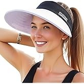 HLLMAN Womens Sun Visor Hat - Hollow Top Sun Hat Adjustable Golf Cap Large Brim Ponytail Hat