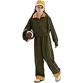 KIDOOPIX Girls Clothes Long Sleeve Solid Color Zip Up Top and Wide Leg Pants, 2 Pieces Girls' Clothing Sets for 7-14Y