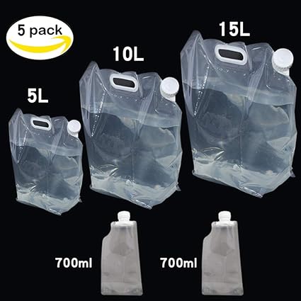 CHBOP 5 STK (5L+10L+15L+2 * 0.7L) Wassertank Camping Wasserkanister Wasserbeutel Faltkanister Faltbar Wasserbehälter Wasserta