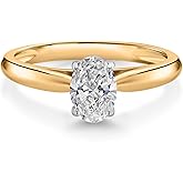 Gem Stone King 10K Yellow Gold IGI Certified Lab Grown Diamond Solitaire Engagement Ring For Women | 1 Ct Oval | E-F Color | VS1-VS2 Clarity