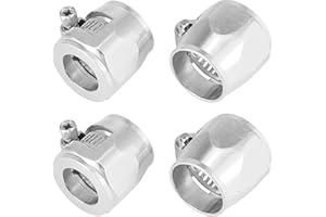 X AUTOHAUX 4pcs AN10 Hex Car Hose Finisher Flexible Rubber Pipe Clamp with Screw Band Adapter Fitting for Oil Fuel Water Tube Silver Tone