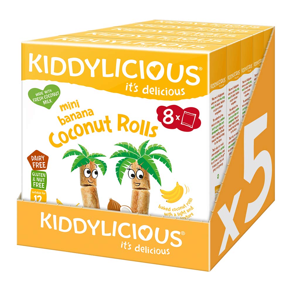 Kiddylicious Banana Coconut Rolls - Delicious Snacks for Kids - Suitable for 12+ Months - 8 Packs of 5 (40 Total) — image 1