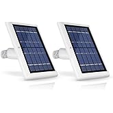 Wasserstein Solar Panel Compatible with Ring Spotlight Cam/Plus/Pro Battery, Stick Up Cam/Pro & Outdoor Cam Plus Battery - Continuous Power for Ring Surveillance Camera (2-Pack, White)