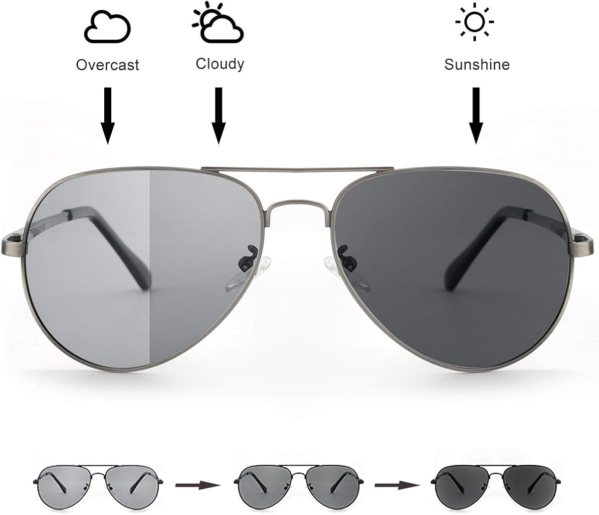 SODQW Mens Polarized Photochromatic Sunglasses, Aviator Sport