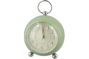Minimalist Vintage Alarm Clock with Non Ticking Sweep Second Hand and Soft Night Light, Simple Alarm Beep for Wake Up, Portab