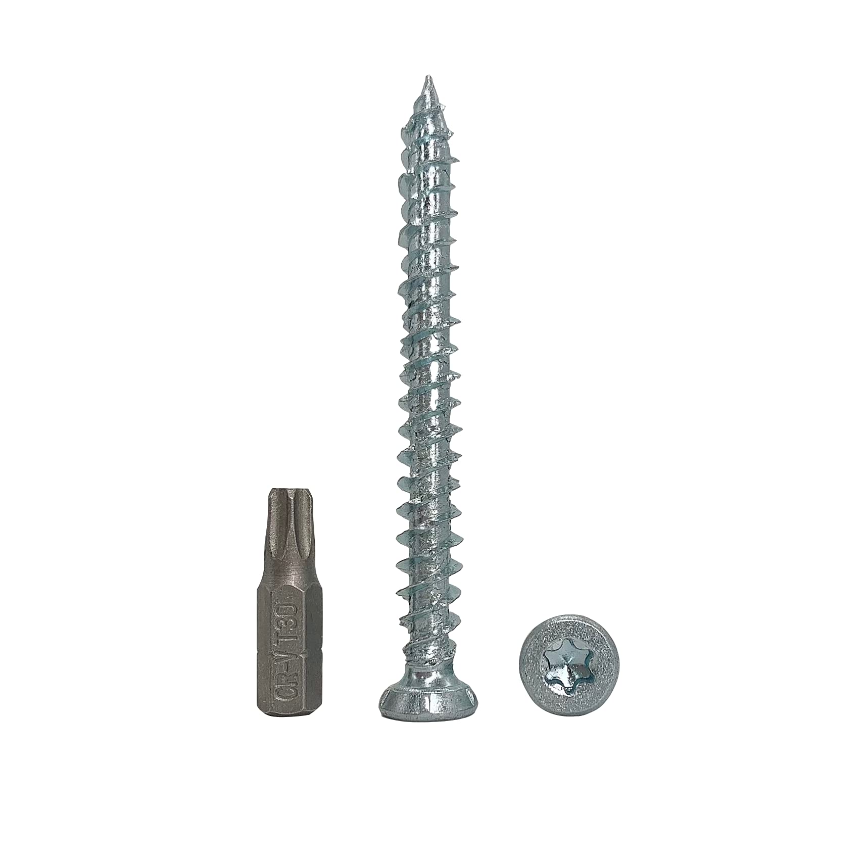 (Pack of 50 pcs) Zinc Plated Steel 7.5 x 72 mm Concrete Frame Screws, Wood Screws, Torx Head, Masonry Screw, Flat Head (50, 7.5 x 72 mm)