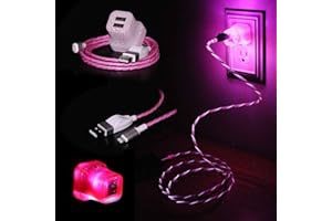 LyteCordz - Moving Glowing Spiral Lights Lighted Light Up LED Charging Cable Data Synch USB with Light Up Wall and Car Plug - Compatible with iPhone (All Models) (6 Feet, Pink)
