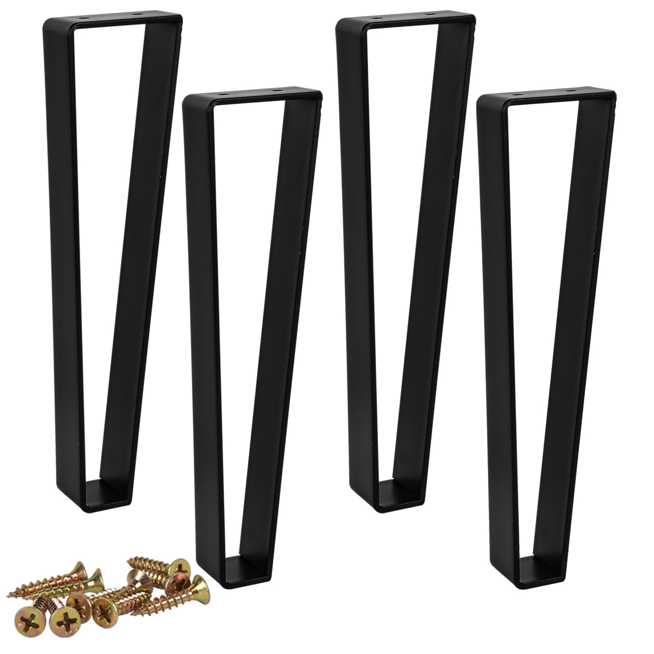 Btowin VCF 8 Inch / 20cm Trapezoid Metal Furniture Legs, 4Pcs Solid Steel Modern Style Table Legs Hairpin Heavy Duty sofa Feet for Home DIY Projects Coffee Table TV Stand Sofa Cabinet - Matte Black