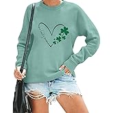 NIUPIHALA One Lucky Mama Sweatshirt Women St. Patrick's Day Heart Graphic Shirts Irish Shamrock Long Sleeve Pullover Tops
