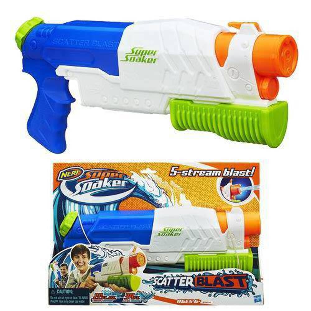 Nerf Water Pistol Toy - Super Soaker Scatterblast Blaster - 5 Stream Blast - Fires 34 Feet