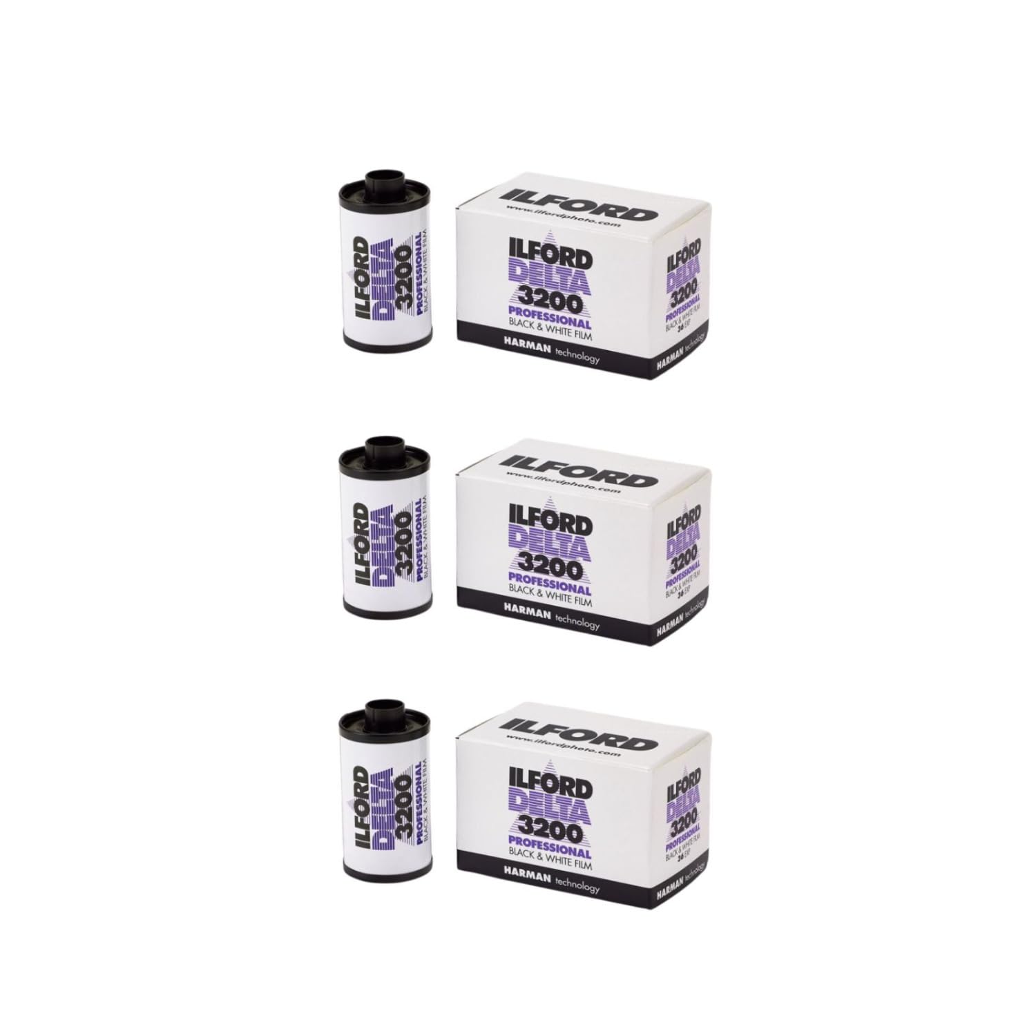 Ilford 1887710 DELTA 3200 Professional Black and White Print Film, 135 (35 mm), ISO 3200, 36 Exposures 3-Pack