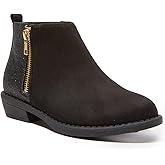FabKids Girls Ankle Boots Short Booties Side Zipper Riding Boot Low Heels Dress Boot Shoes for Kids