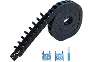TFORVE New 10x15mm Drag Chain Cable Carrier Black Plastic Wire Chain Carrier 1M for 3D Printer Laser CNC, with Extra End Connector,Outside Side Open