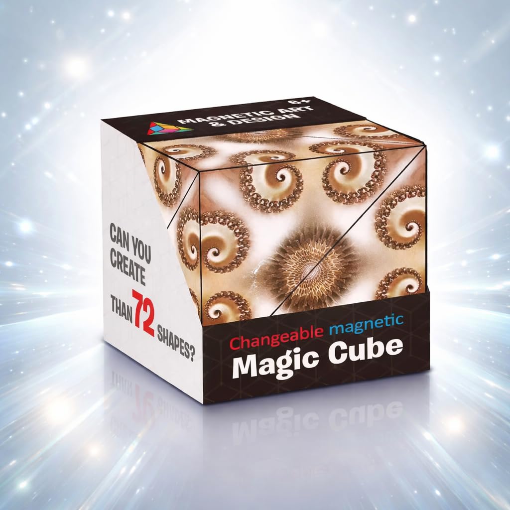 Magnetic Infinity Cube Fidget Toy – Folding Puzzle Cube with 36 Rare Earth Magnets, Geometric Shape-Shifting Brain Teaser, Stress Relief Desk Toy for Kids & Adults (Brown)