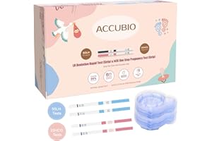 ACCUBIO 50 Ovulation Test Strips and 20 Pregnancy Test Strips Combo Kit, Rapid Fertility Predictor Kit, Accurate Pregnancy Detection, LH Strips, 5mm Wider, with 70 Urine Cups (50LH+20HCG)