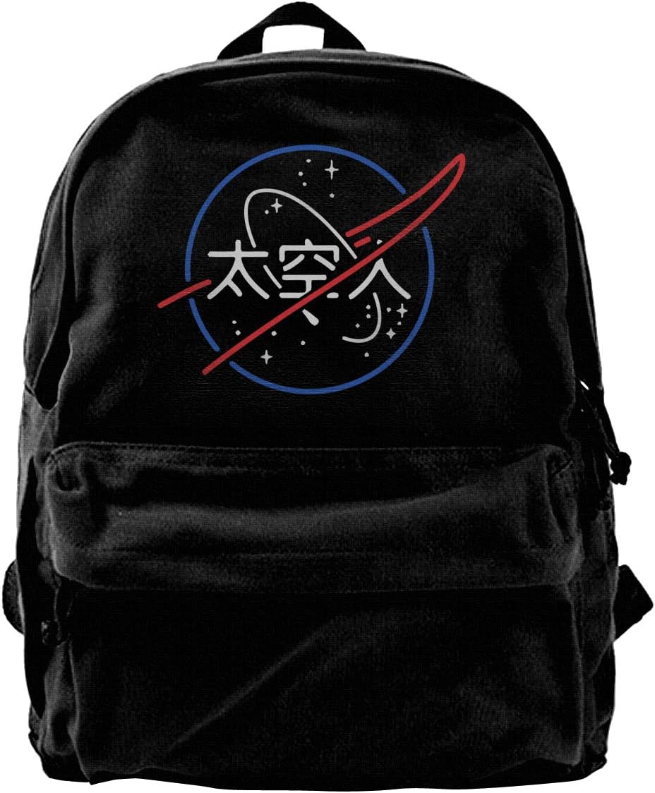 WUHONZS Canvas Backpack NASA Aesthetic Japanese Neon Logo Rucksack Gym Hiking Laptop Shoulder Bag Daypack for Men Women