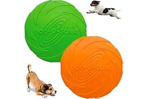 BLLREMIPSUR 2 PCS Dog Flying Disc, 5.9 inch Doggy Training Interactive Flying Discs, Bite-Resistant Soft Rubber Floating Flying Saucer
