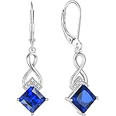 Rocayi Infinity Dangle Drop Earrings 925 Sterling Silver Leverback Earrings Birthstone Jewelry for Women
