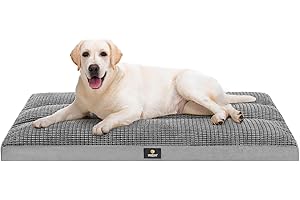 Veehoo XXL Dog Bed for Large Dogs - Orthopedic Dog Bed with Removable Washable Cover, Extra Large Dog Bed for Crate, Ped Bed Suitable for Large Sized Dogs Up to 120lbs, Dark Grey