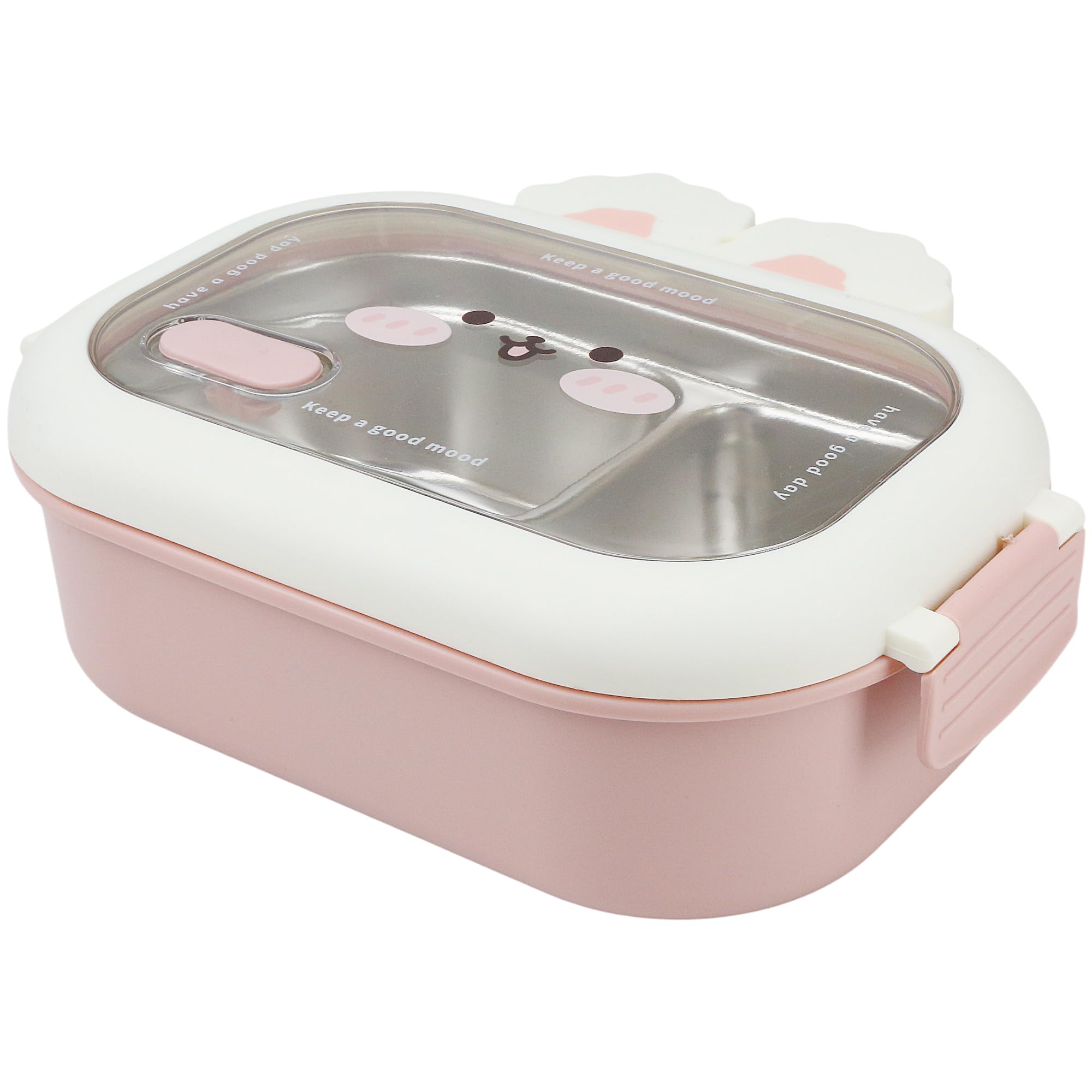 Photo 1 of Rabbit Insulated Food Box – User-Friendly Stainless Steel Delicate Pattern Bento with 2 Compartments Removable Divider Leak-Proof Lid BPA Free Portable Lunch Carrier for Office, School, Travel (Pink)