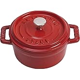 Staub Cast Iron 0.25-qt Mini Round Cocotte - Cherry, Made in France