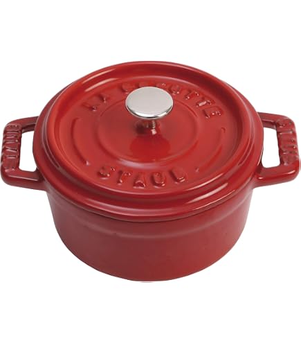 Staub 40509-819 Picotte Round Grenadine Red, 7.1 Inches (18 Cm), Both Hands, Enameled Pot, Induction Compatible, La Cocotte Round