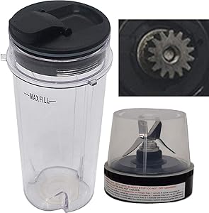 Joystar replacement 16-Ounce (16 oz.) Cup with spout Seal Lid with blade for Nutri Ninja BL810 (BL810)