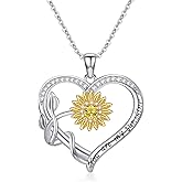 DONGHU Sunflower/Lotus Flower Pendant Necklace for Women 925 Sterling Silver Dainty Sunflower/Lotus Flower Necklaces Birthday Mothers Day Jewelry Gifts for Her