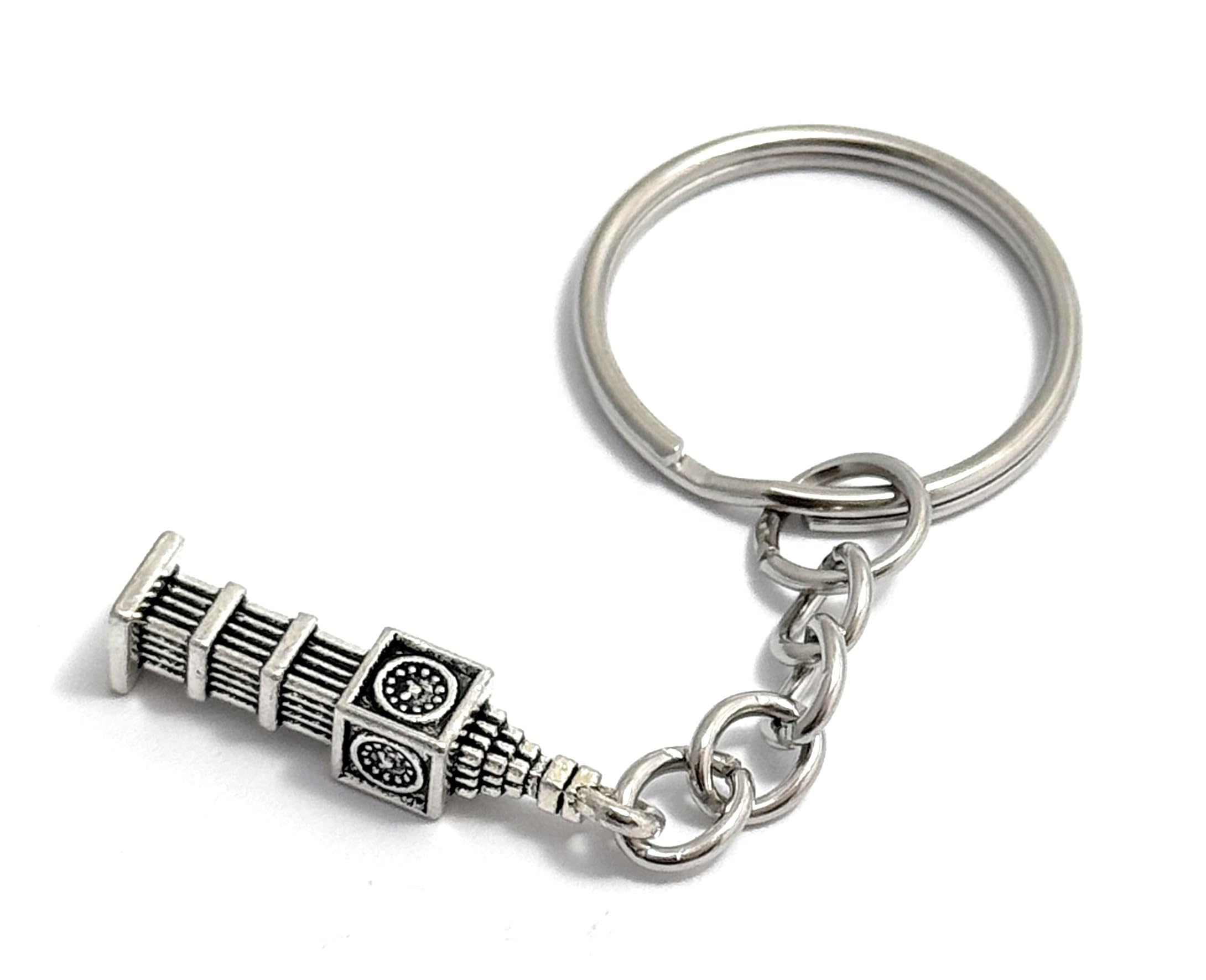 FizzyButton Gifts Big Ben Charm Keyring Key Ring with Silver Tone Keychain