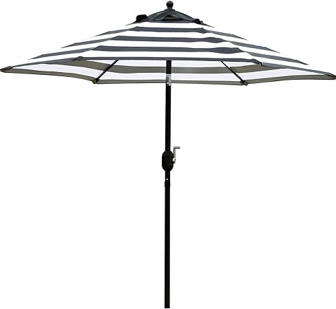 Amazon Com Sunnyglade 7 5 Patio Umbrella Outdoor Table Market Umbrella With Push Button Tilt Crank 6 Ribs Black And White Garden Outdoor