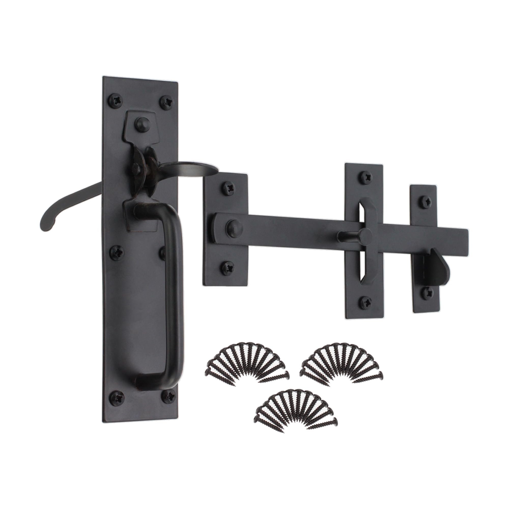 Infinity Decor Heavy Duty Epoxy Black Iron Suffolk Thumb Gate Latch Catch Set Ideal for Wooden Garden Gate, Garage & Shed Doors